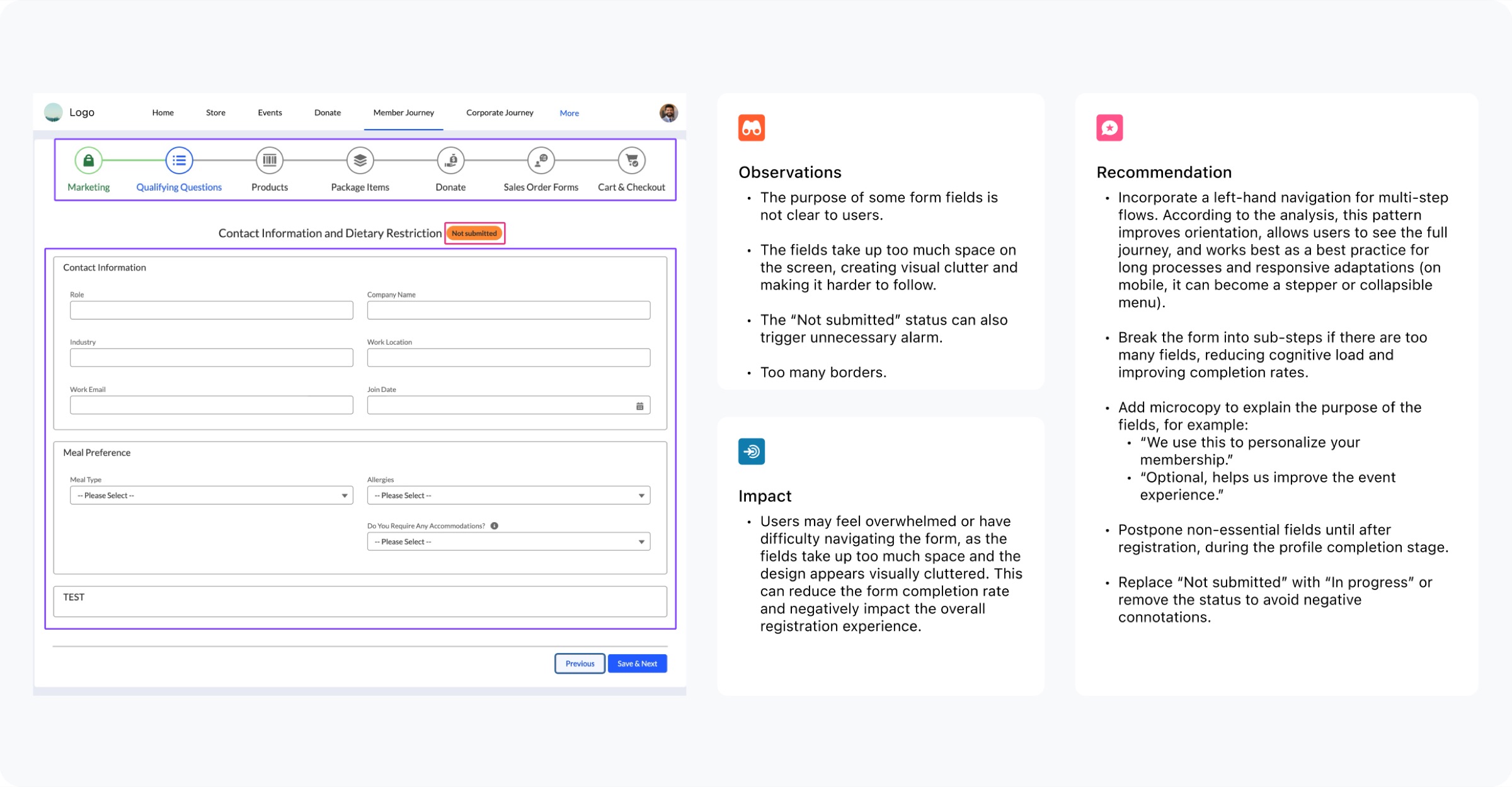 Analysis and recommendations for the current platform